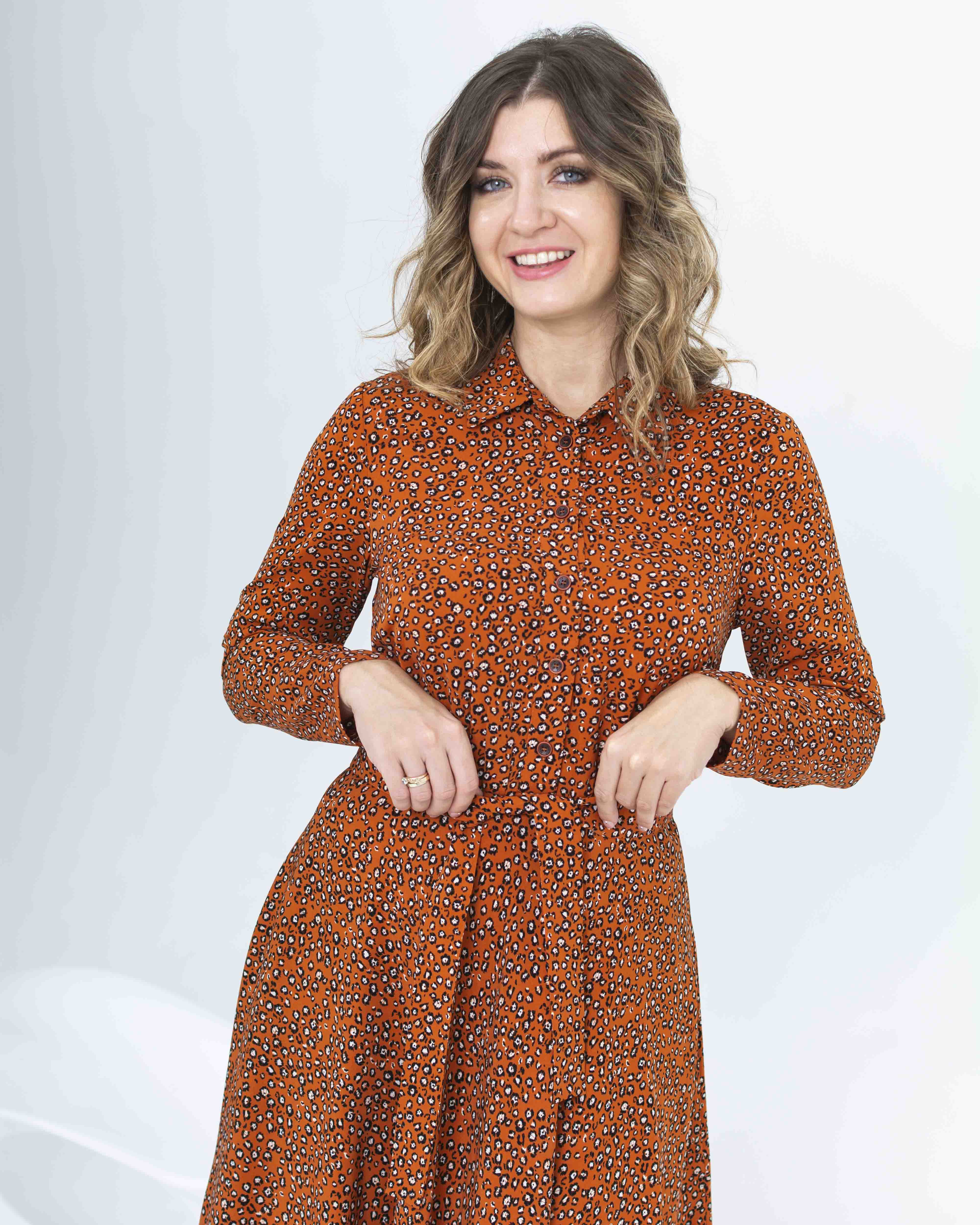 Платье П-478 (164, 88, 96, Ниагара, 46 Терракотовый, MC Мелкий цветок, Вискоза 60% П/Э 35% Лайкра 5%)