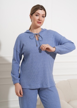 Блузка БЛ-172 (164, 88, 96, Трикотаж, 5 Голубой, OT Отсутствует, Вискоза 80% П/Э 20%)